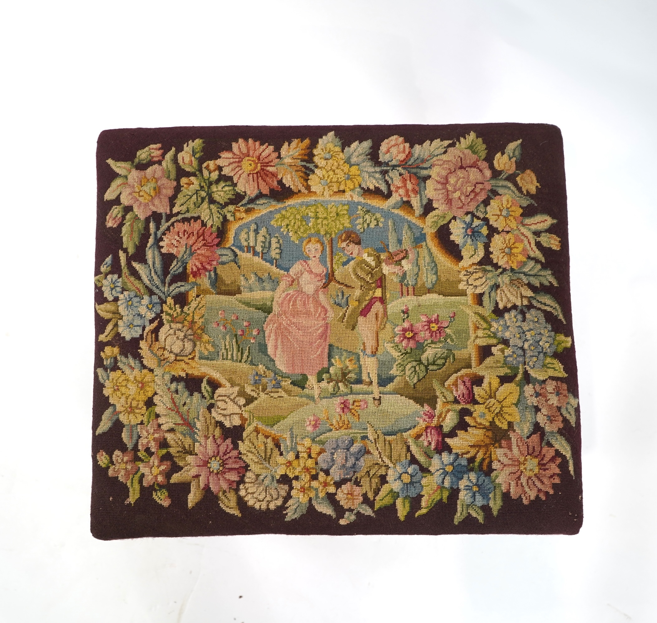 A Charles II walnut dressing stool